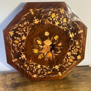 Sorrento Italian Made Octagonal Music Jewelry Box With Key Inlaid Wood Gabriella